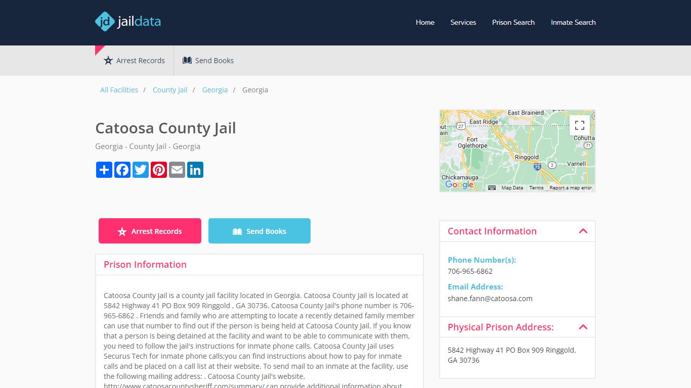 Catoosa County Jail Inmate Search and Prisoner Info - Ringgold, GA